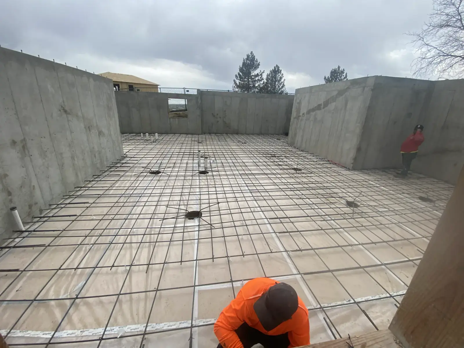 Commercial Slab Rebar Grid Preparation Warehouse Site